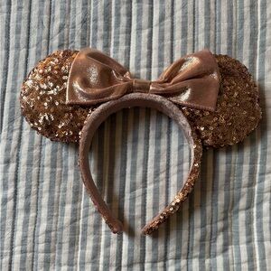 Rose Gold Disney Parks Sequin Minnie Mouse Ears Headband
